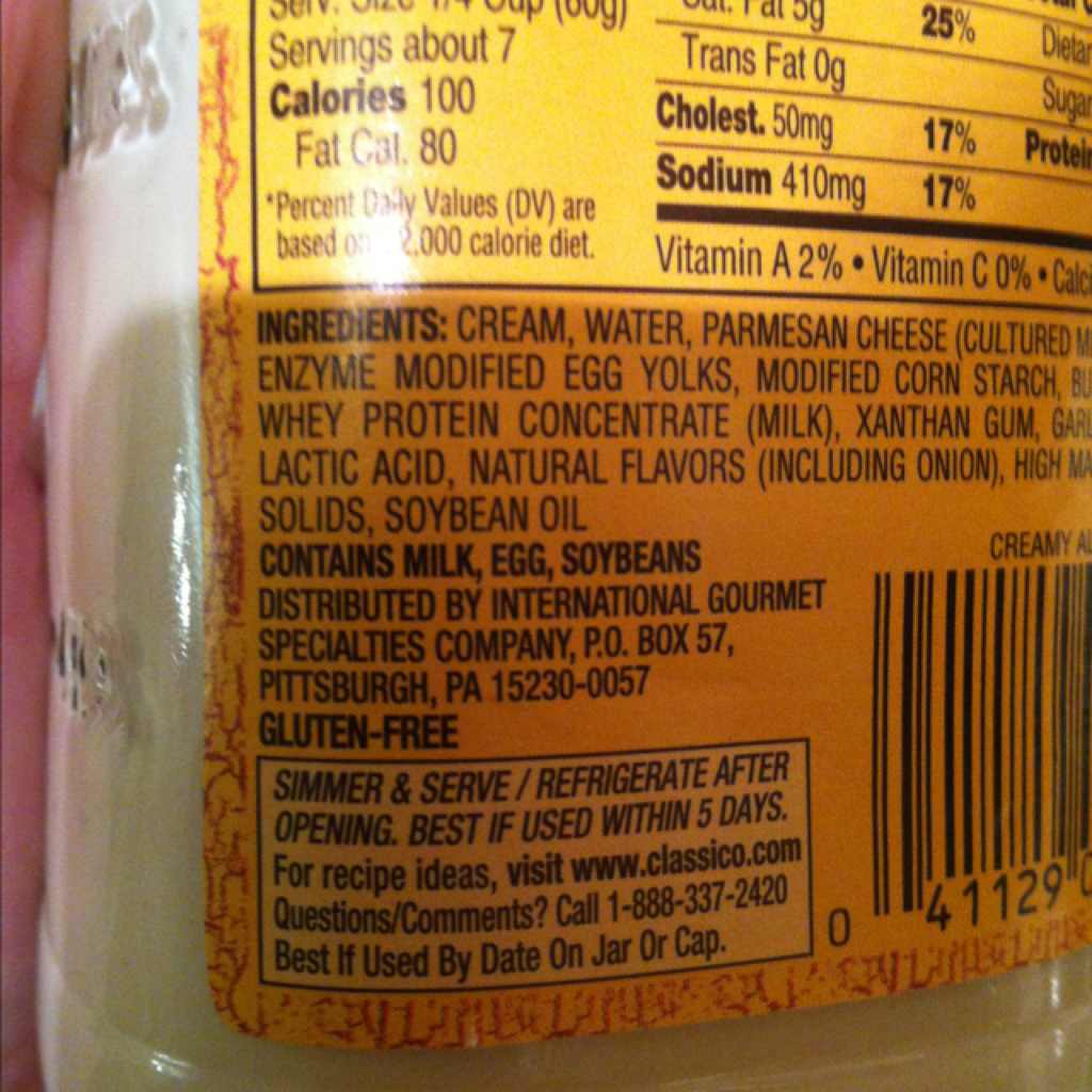 Classico Pasta Sauce, Creamy Alfredo Calories, Nutrition Analysis & More Fooducate