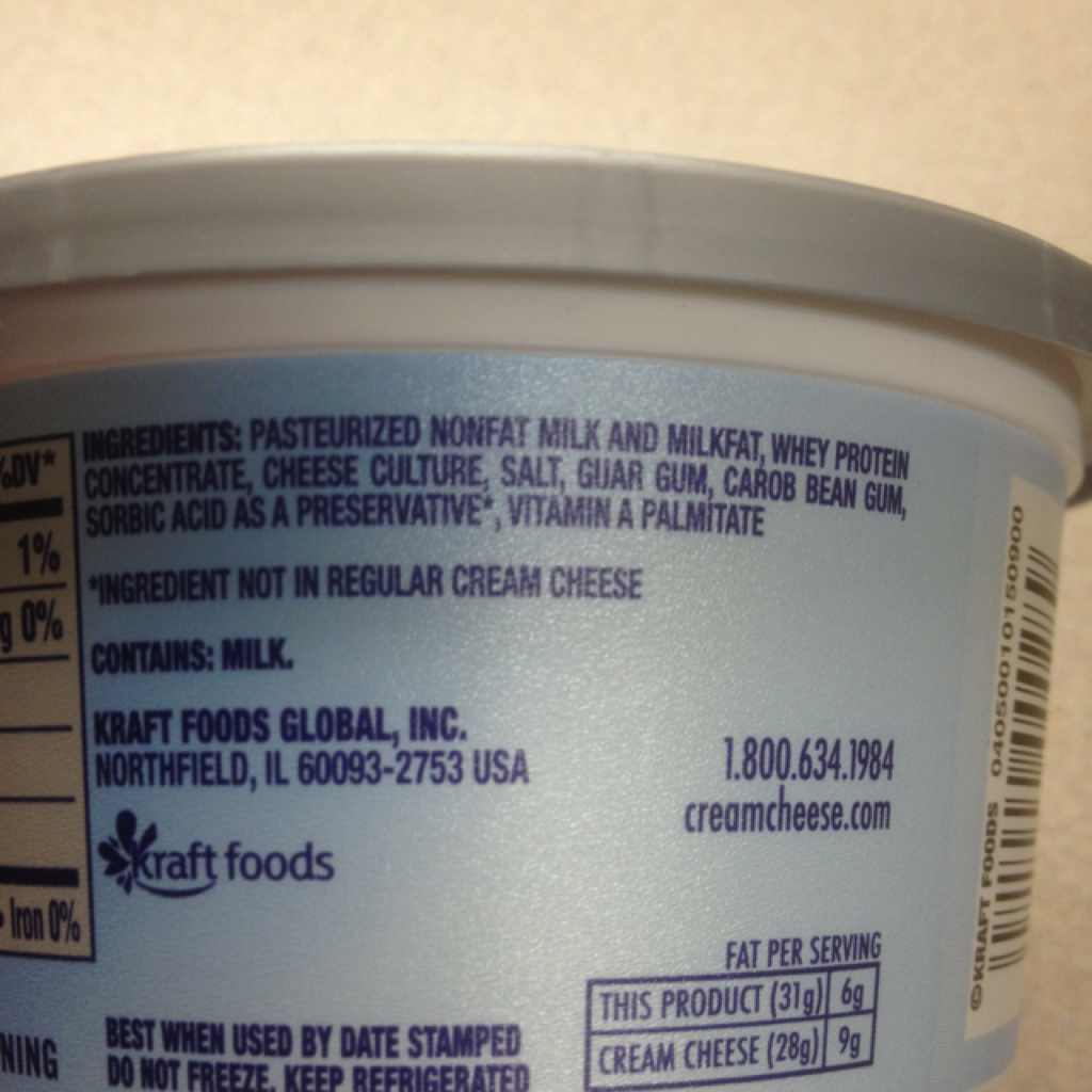 Philadelphia Cream Cheese Reduced Fat Calories Nutrition Analysis 