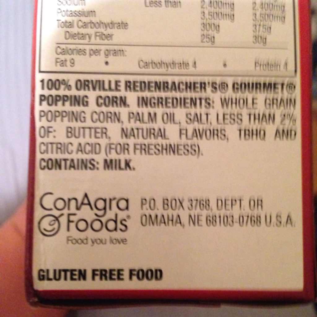 Orville Redenbacher s Tender White Gourmet Popping Corn Calories 