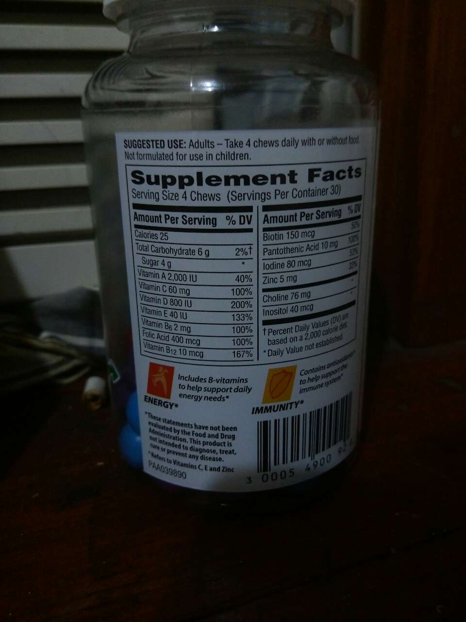 Centrum Multivitamin/Multimineral Supplement Calories, Nutrition