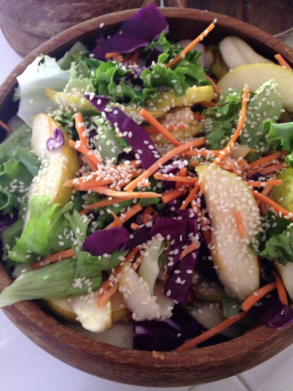 Fresh pear salad with Asian Sesame dressing Directions, calories
