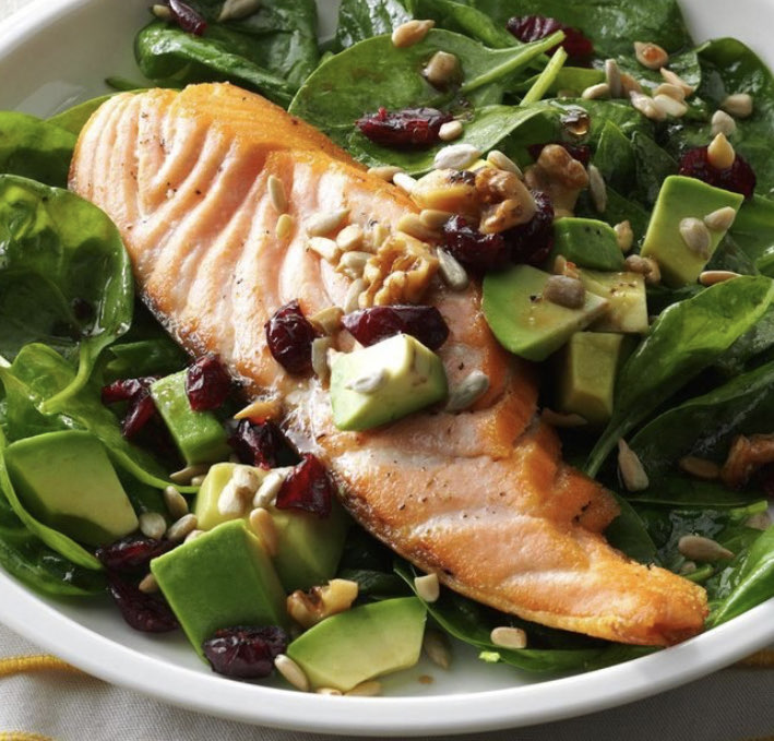 Salmon & Spinach Salad w/ Avocado Directions, calories, nutrition