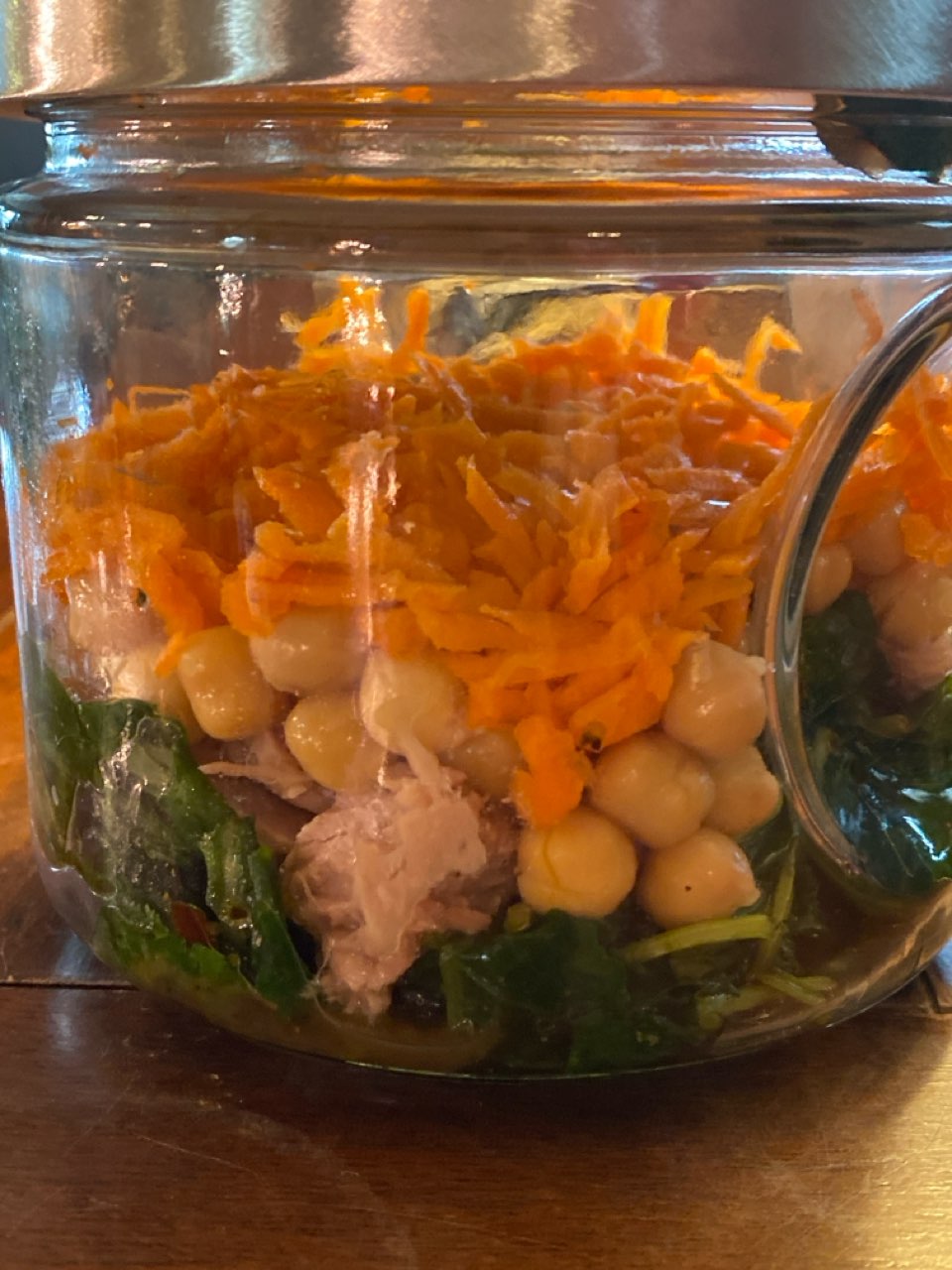 Canning jar Kale salad with chickpeas and tuna Directions, calories