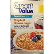 Great Value Sugar Free Maple & Brown Sugar Instant Oatmeal: Calories
