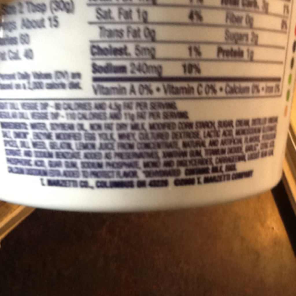 Marzetti Light Dill Veg Dip Calories, Nutrition Analysis & More