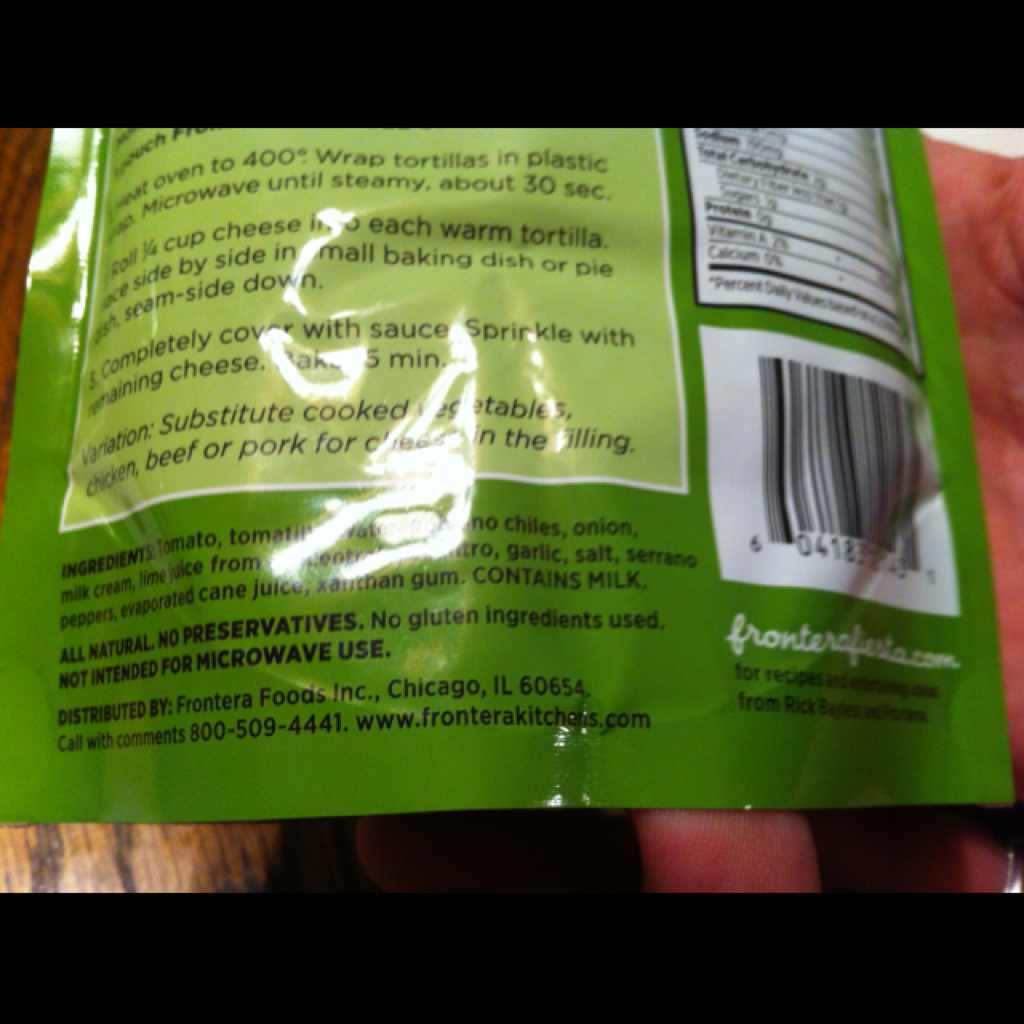 Frontera Enchilada Sauce, Green Chile Calories, Nutrition Analysis