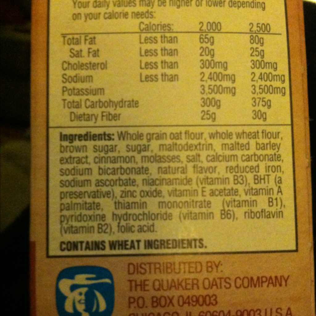 Quaker Oatmeal Squares Cereal,Cinnamon Calories, Nutrition Analysis