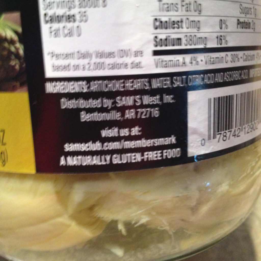 Member's Mark Whole Artichoke Hearts Calories, Nutrition Analysis