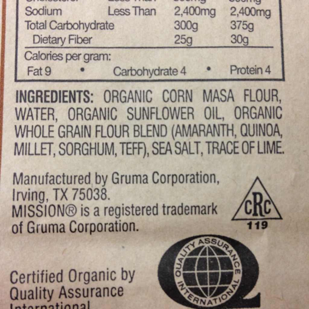 Mission Organic Multigrain Tortilla Chips Calories, Nutrition Analysis