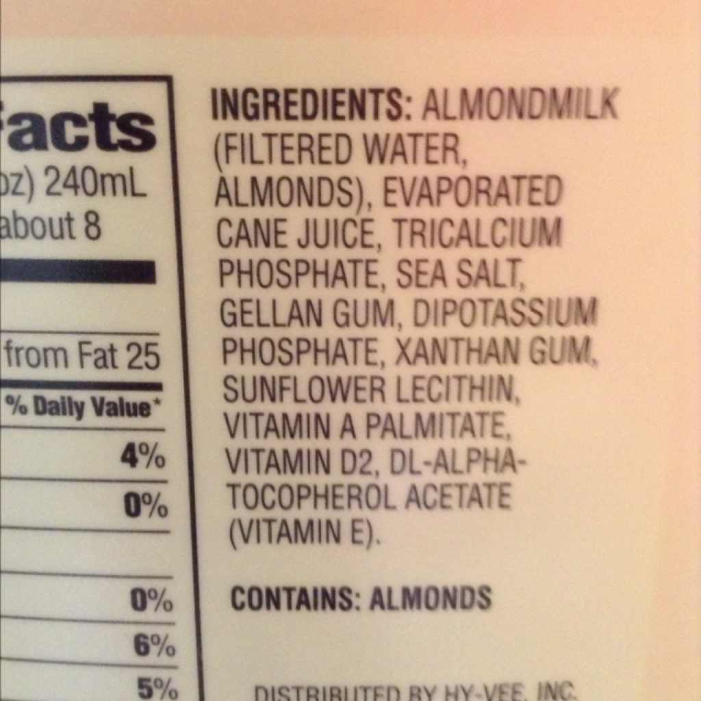 Hyvee Almond Milk, Original Calories, Nutrition Analysis & More