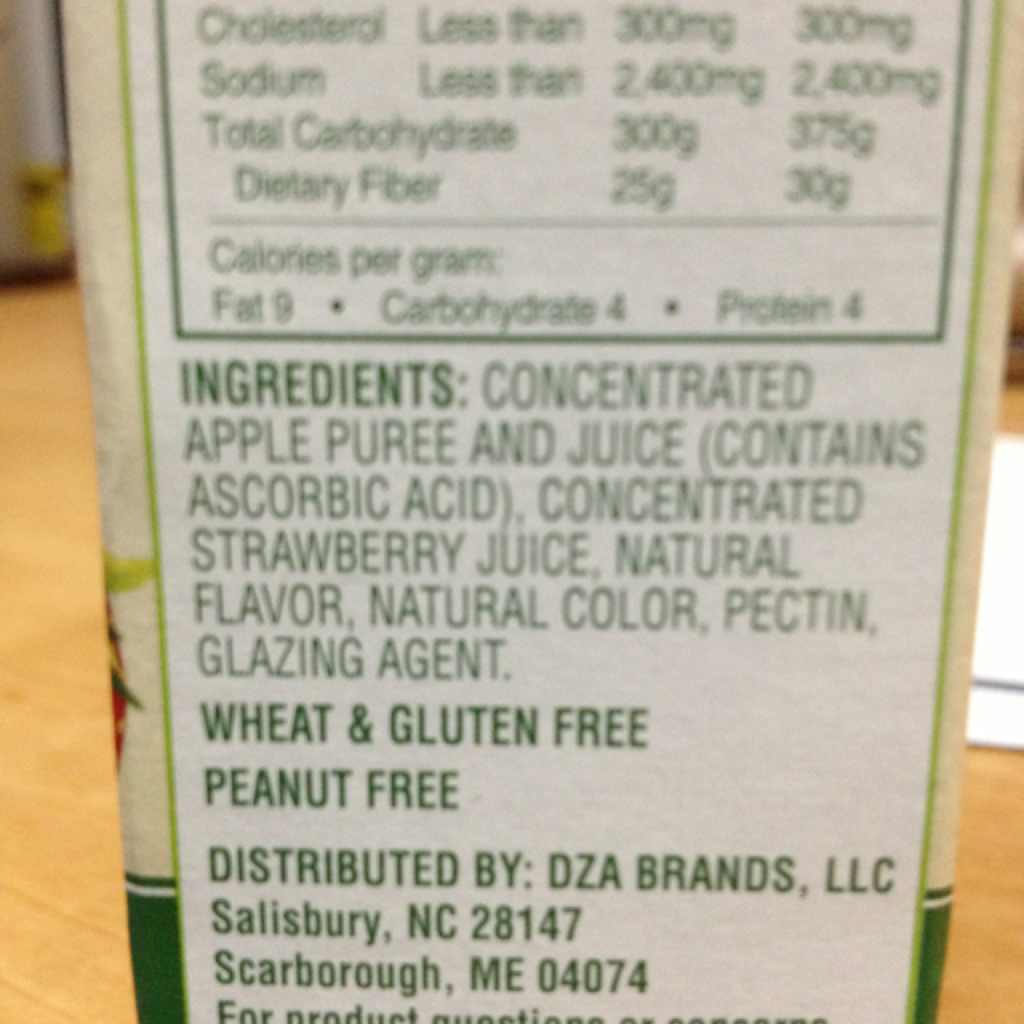 Nature's Place Strawberry & Apple Fruit Twists Calories, Nutrition