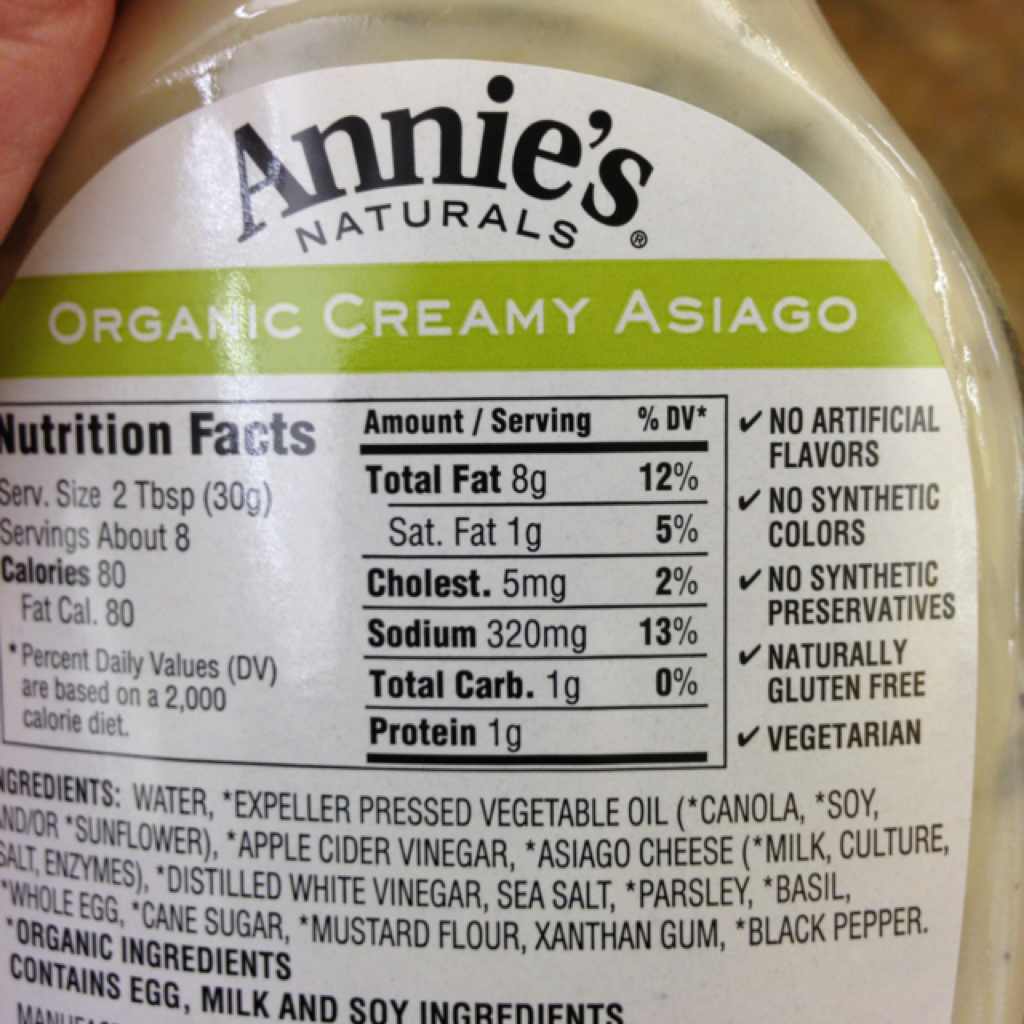 Annie's Naturals Dressing, Creamy Asiago Cheese Calories, Nutrition