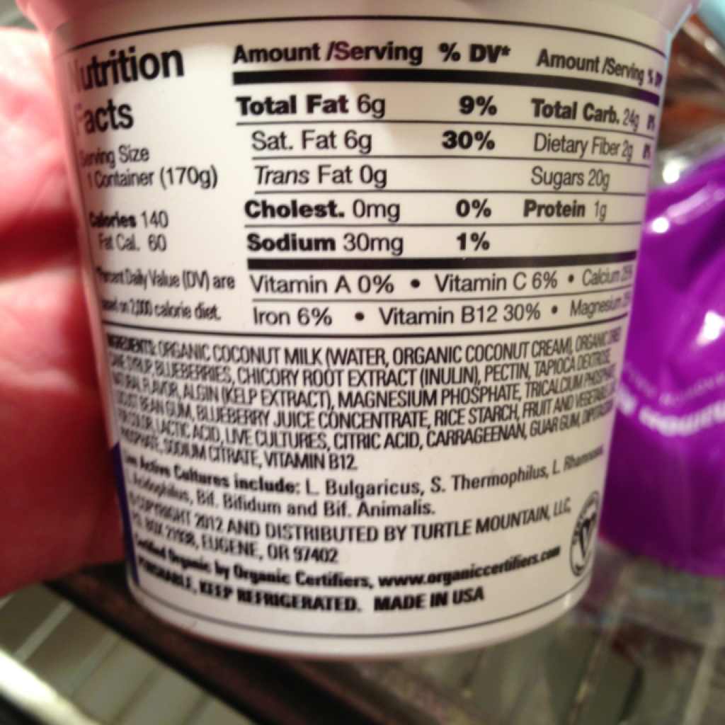 So Delicious Dairy Free Coconut Milk Yogurt, Blueberry Calories