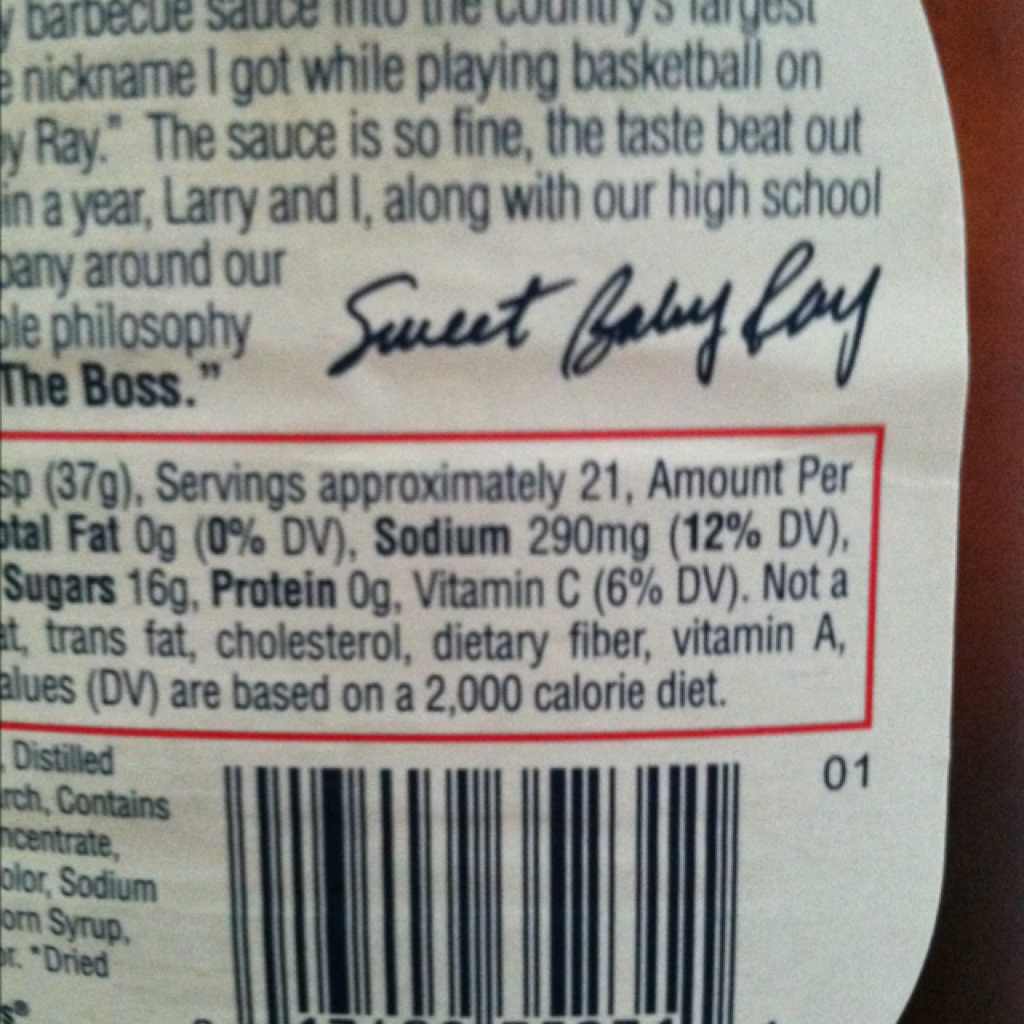 Sweet Baby Ray's Barbecue Sauce Calories, Nutrition Analysis & More