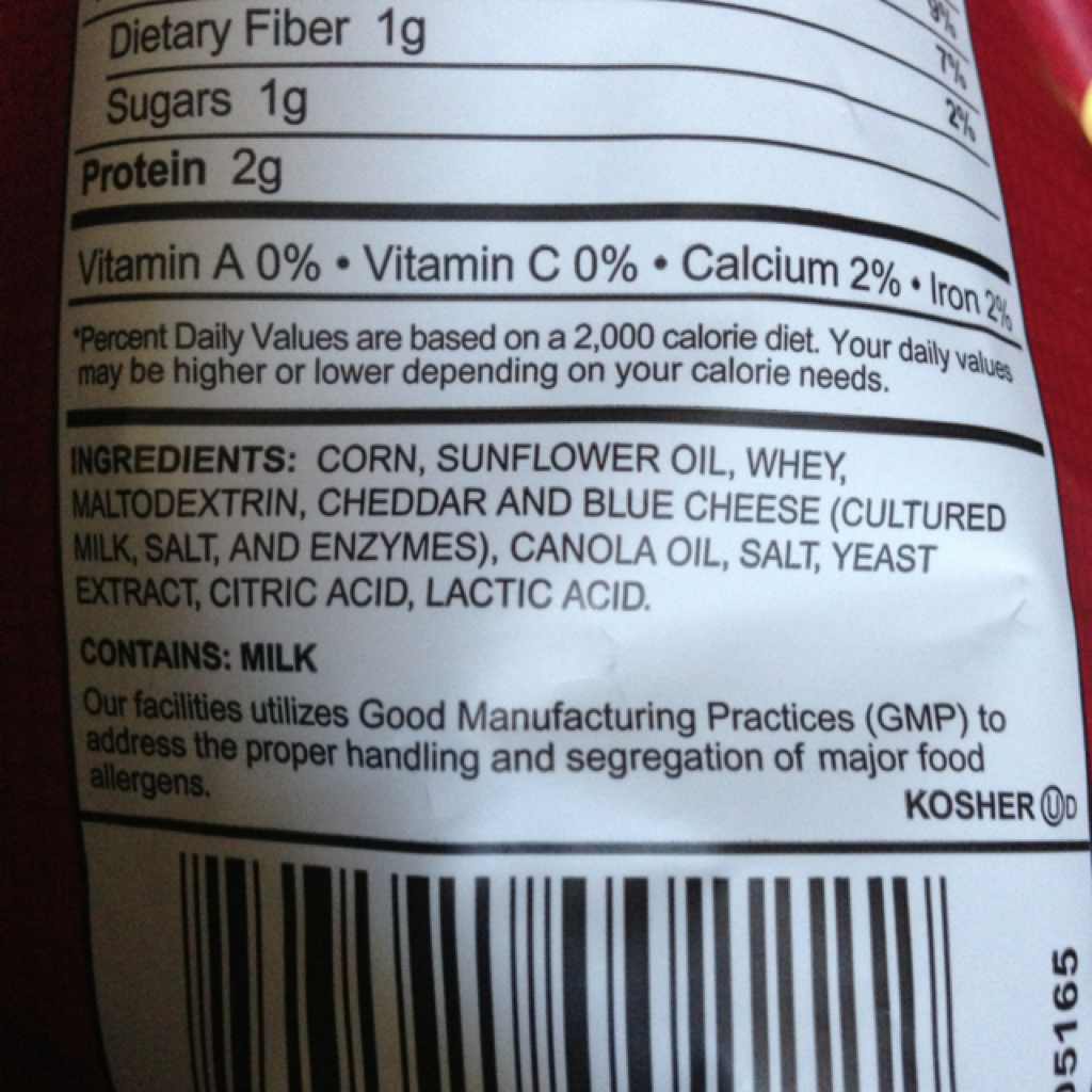 Popcorn Indiana Chipins White Cheddar Calories, Nutrition Analysis