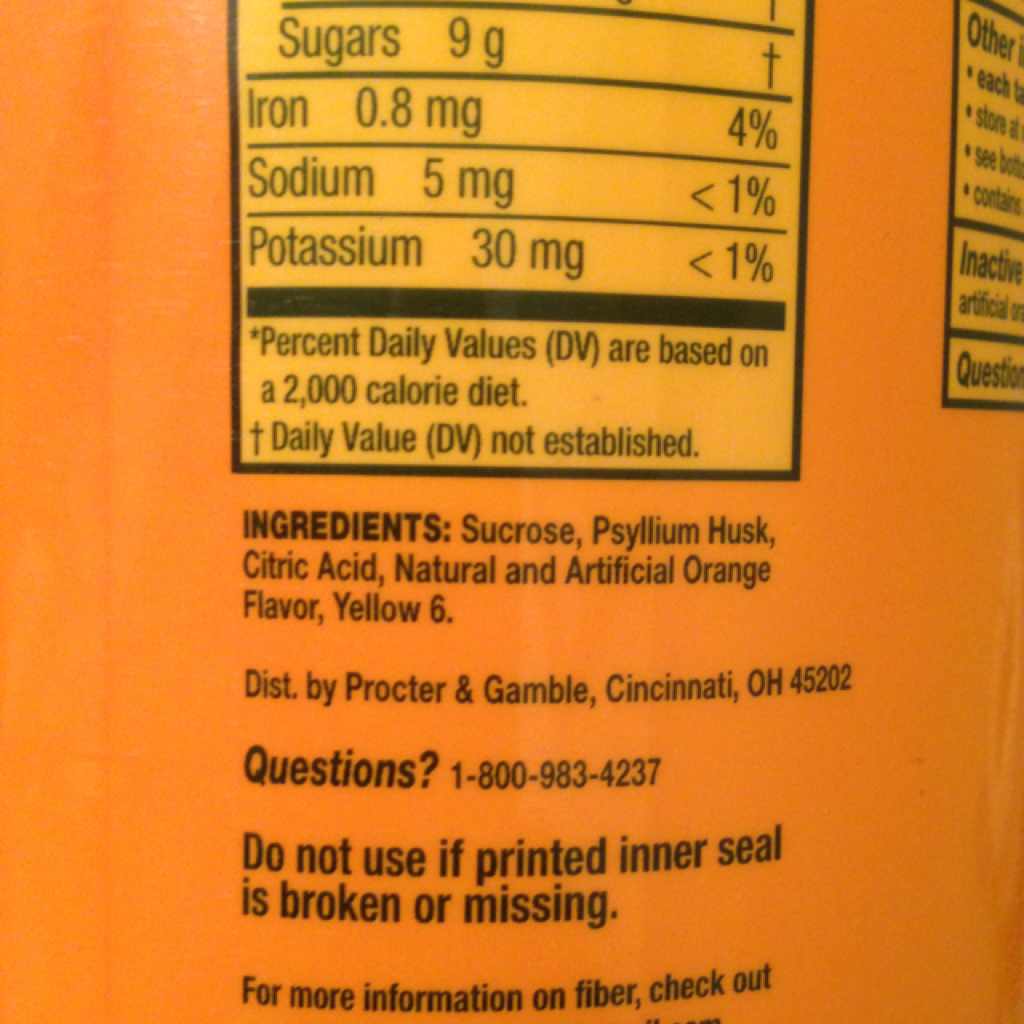 Metamucil Fiber Supplement, Orange Calories, Nutrition Analysis & More