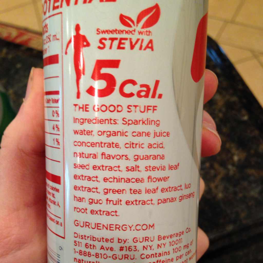 Guru Energy Drink, Low Calorie, Lite Calories, Nutrition Analysis