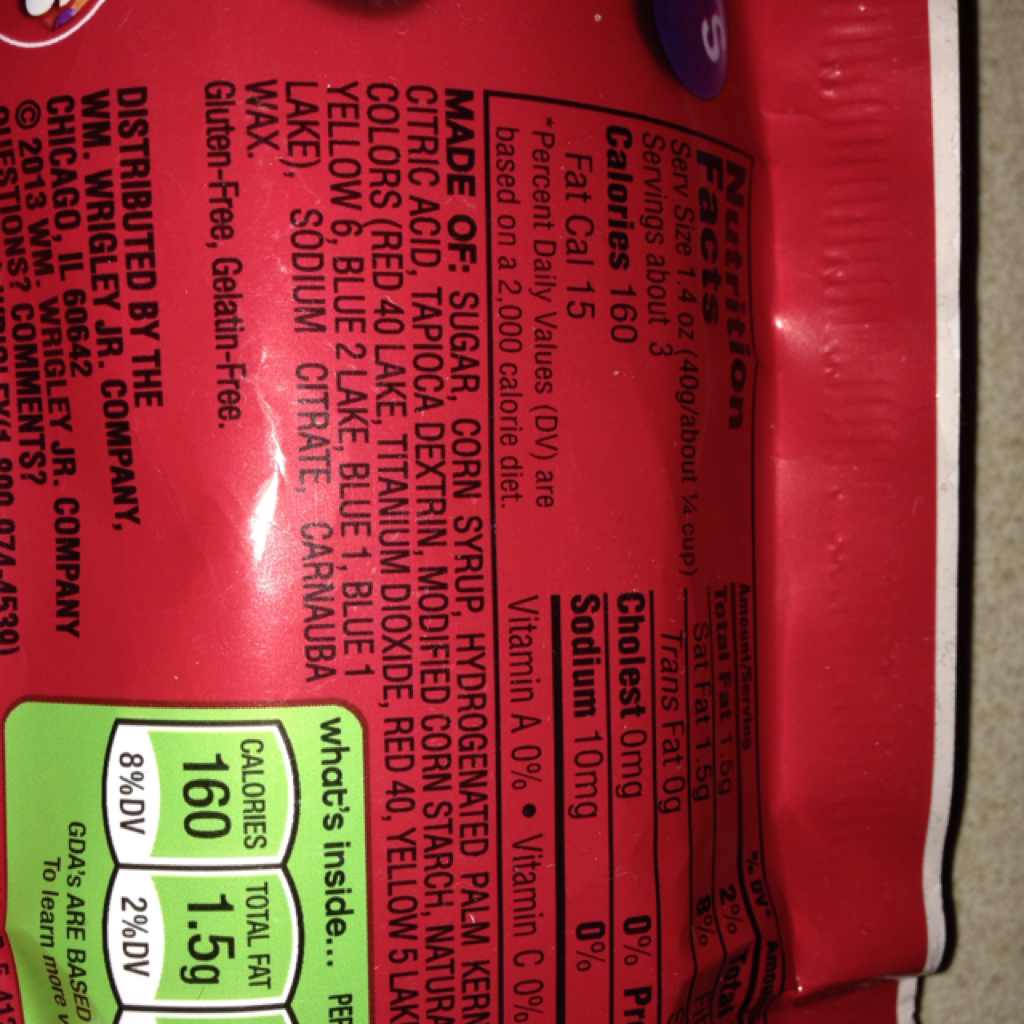 Skittles Fruit Flavored Bite Size Candies, Original Calories