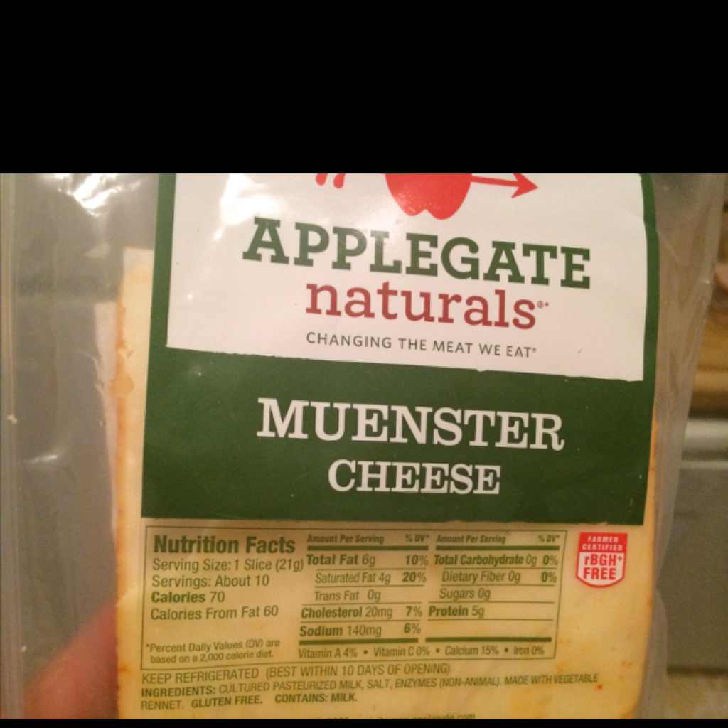 Applegate Muenster Kase Cheese Calories, Nutrition Analysis & More