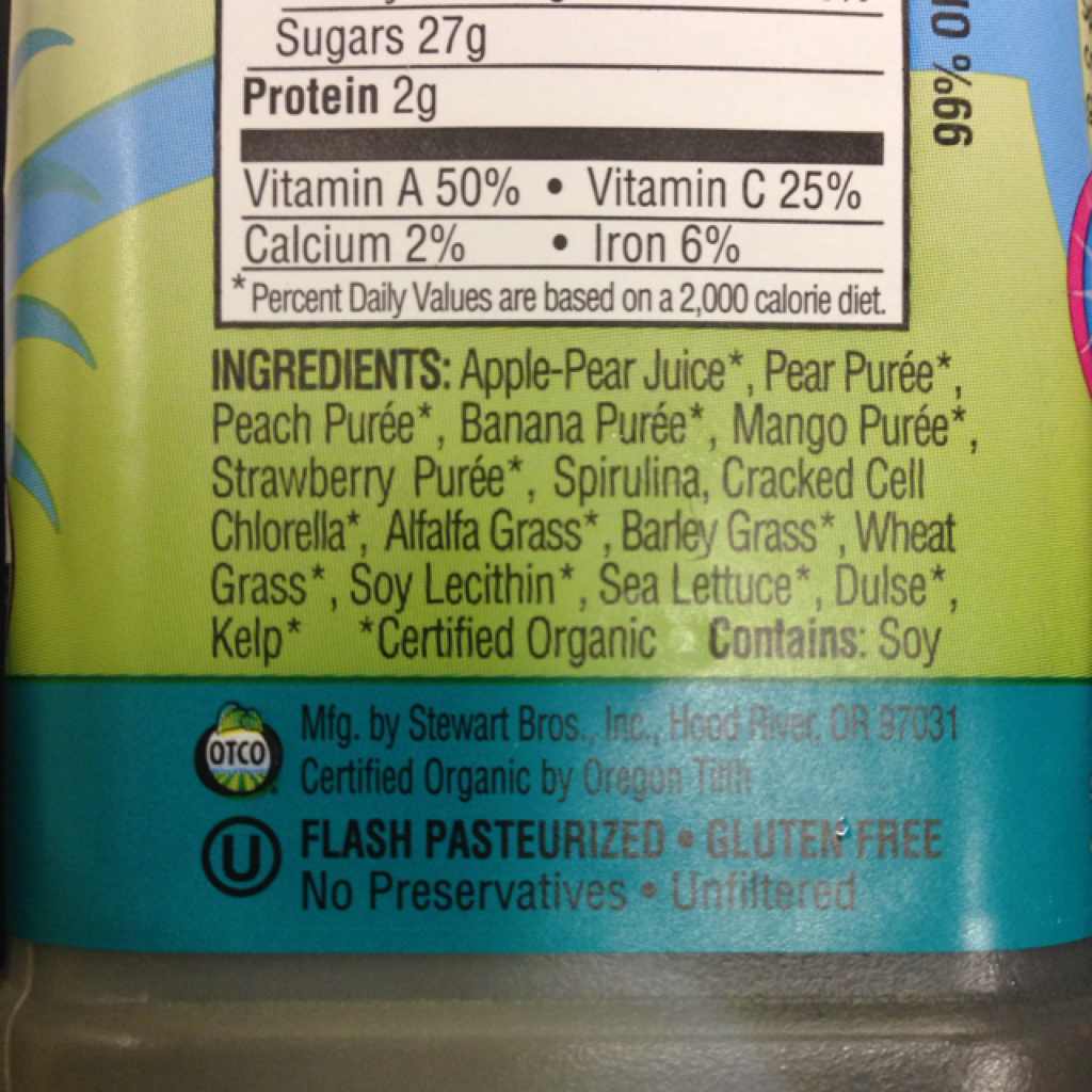 Columbia Organic Vitasea With Superfoods Fruit Juice Drink Blend