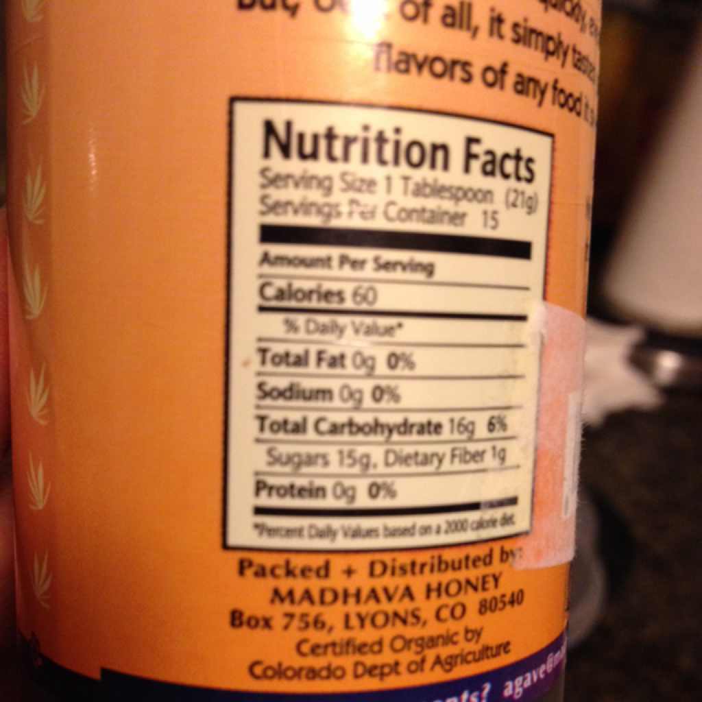 Madhava Maple, Agave Nectar Calories, Nutrition Analysis & More