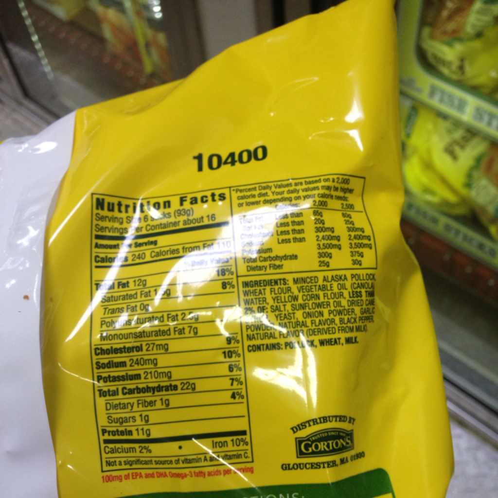 Gorton's All Natural Fish Sticks Calories, Nutrition Analysis & More