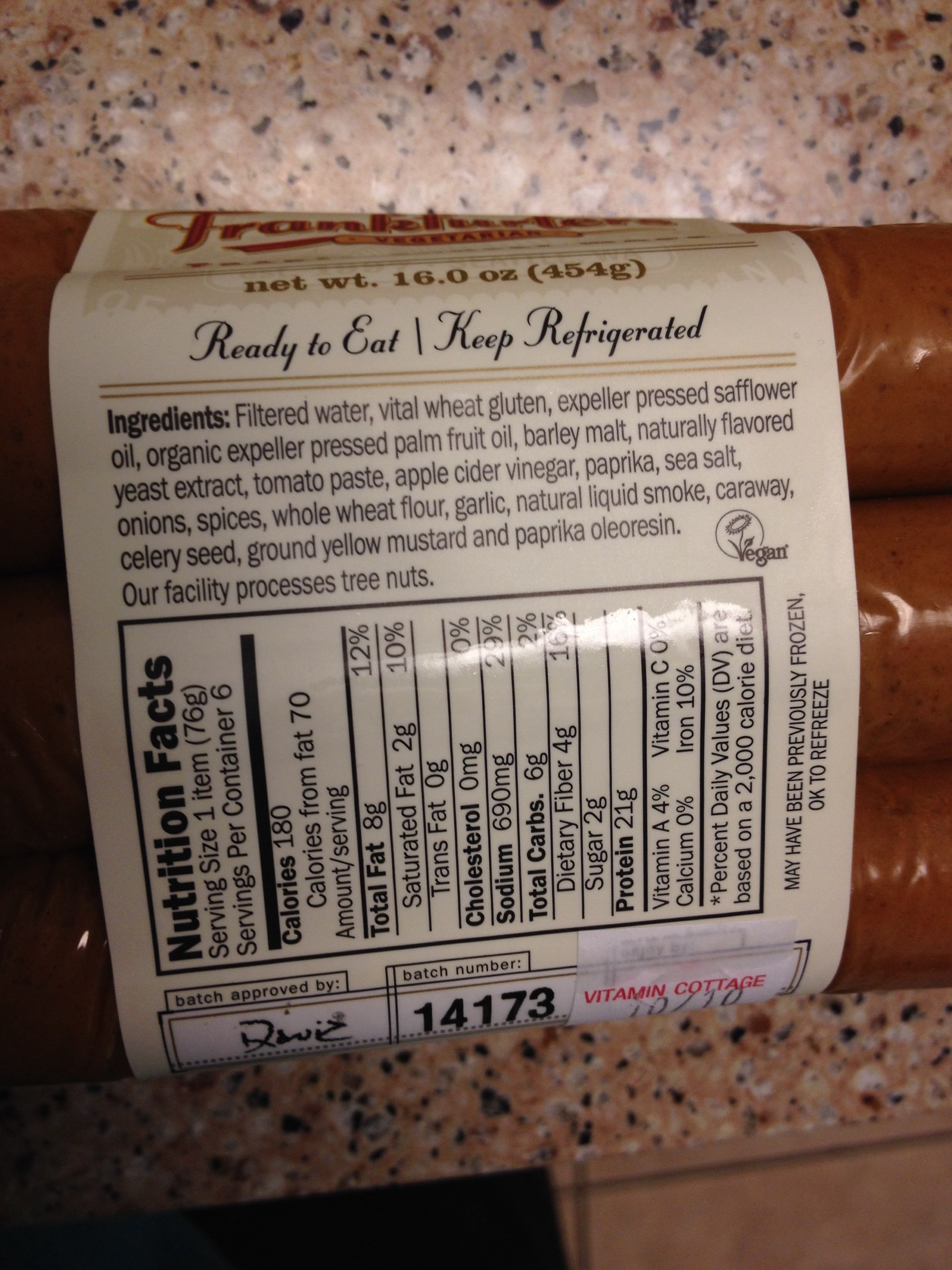 Field Roast Vegetarian Frankfurters Calories, Nutrition Analysis