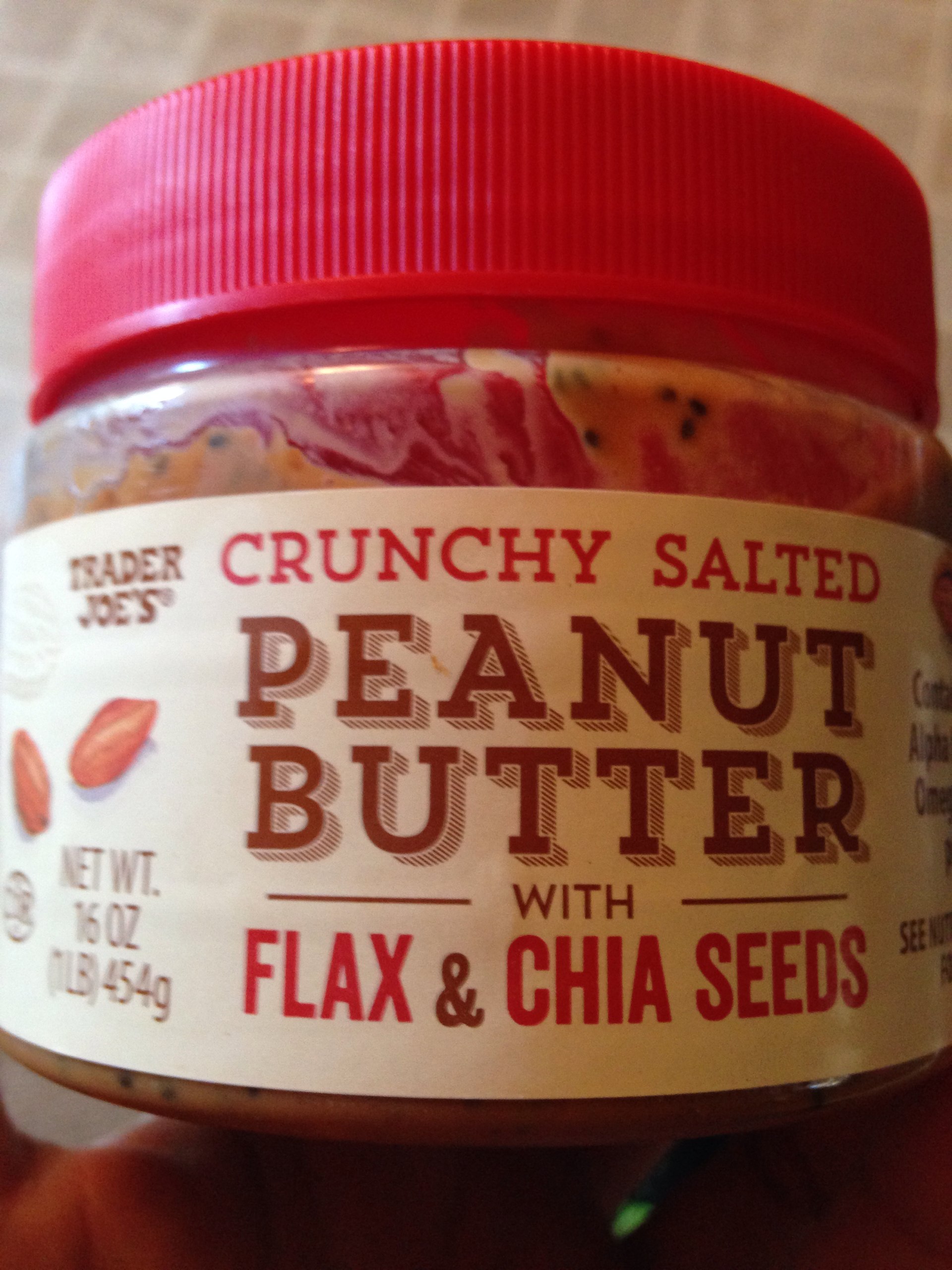 Trader Joe's Crunchy Salted Peanut Butter With Flax & Chia Seeds Calories, Nutrition Analysis