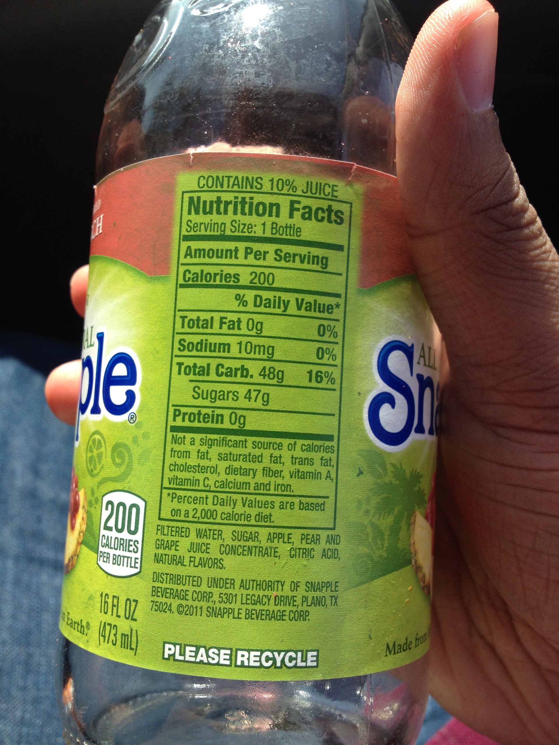 Snapple Iced Tea, Lemon Calories, Nutrition Analysis & More Fooducate