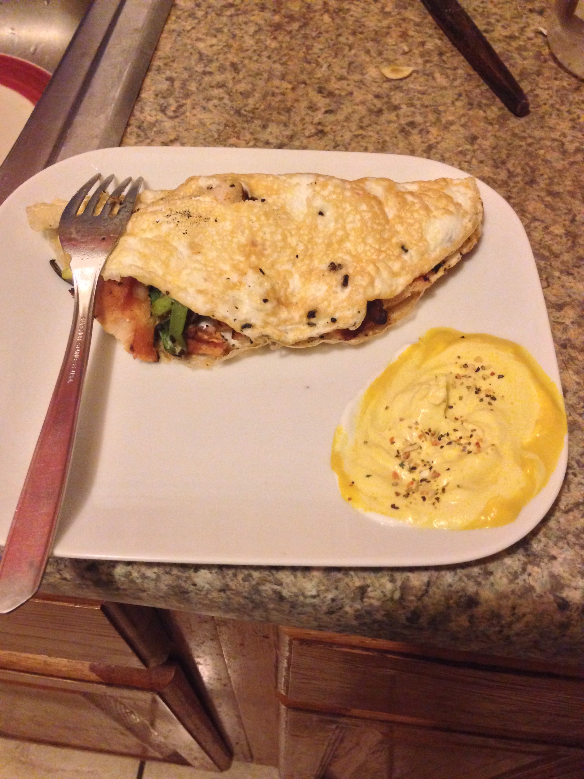 Last night dinner ) Turkey and veggies egg whites omelette topped with