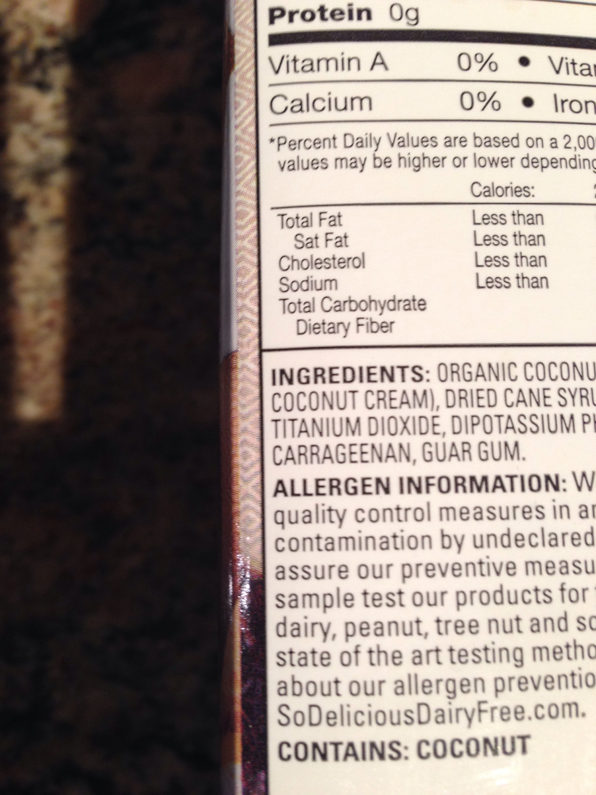 So Delicious Dairy Free Original Coconut Milk Creamer Calories