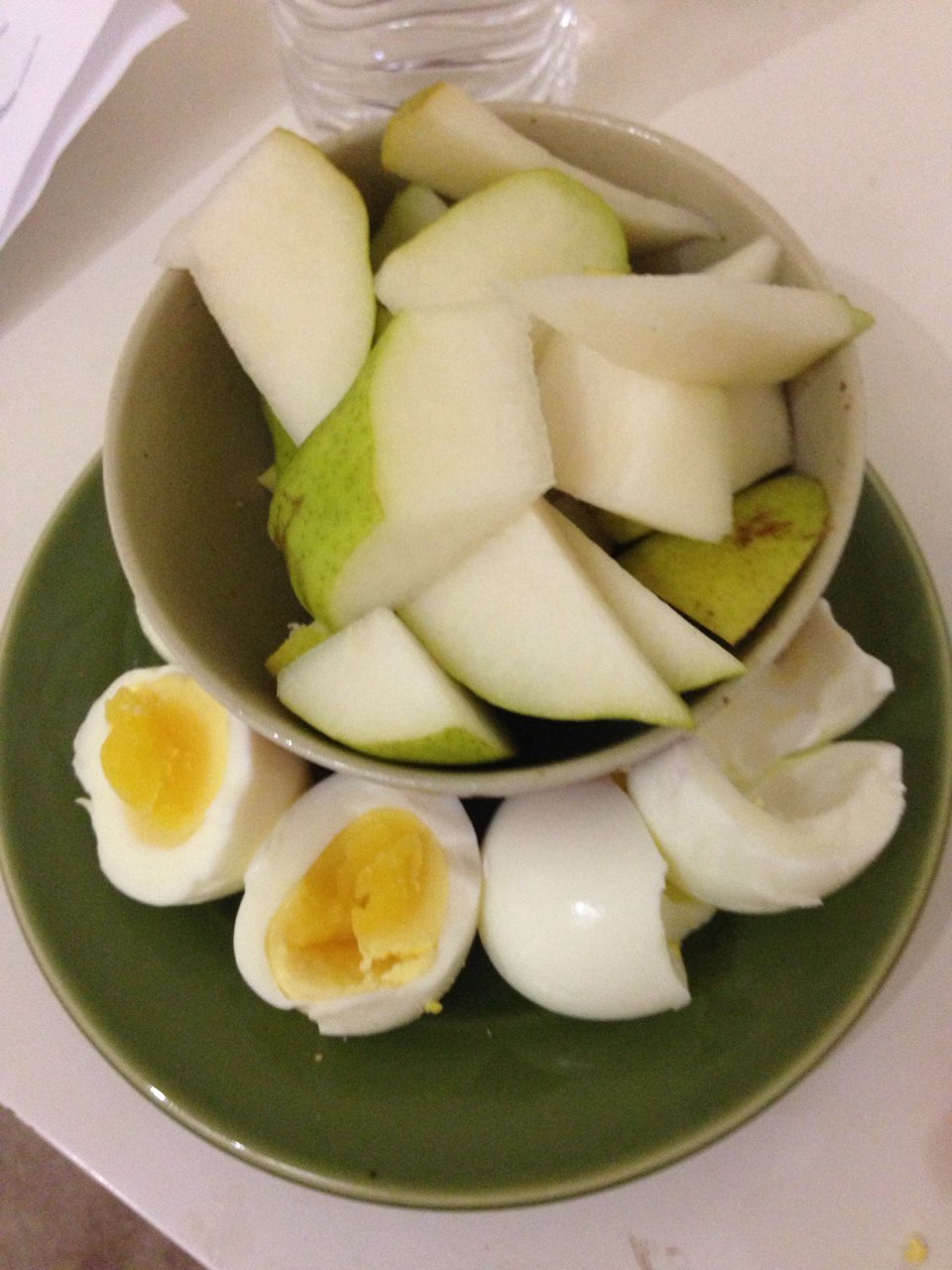 Pears with one egg and two egg whites , simple ( Fooducate Diet Motivation