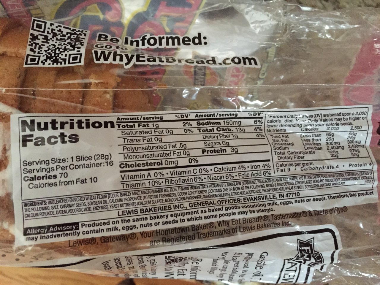Gateway Bread, Robust Rye Calories, Nutrition Analysis & More Fooducate