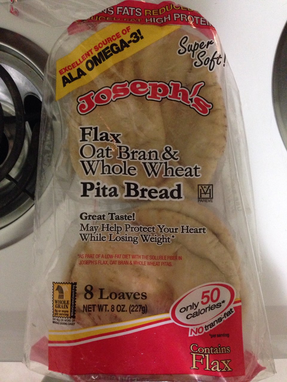 Joseph's Pita Bread, Flax Oat Bran & Whole Wheat Calories, Nutrition