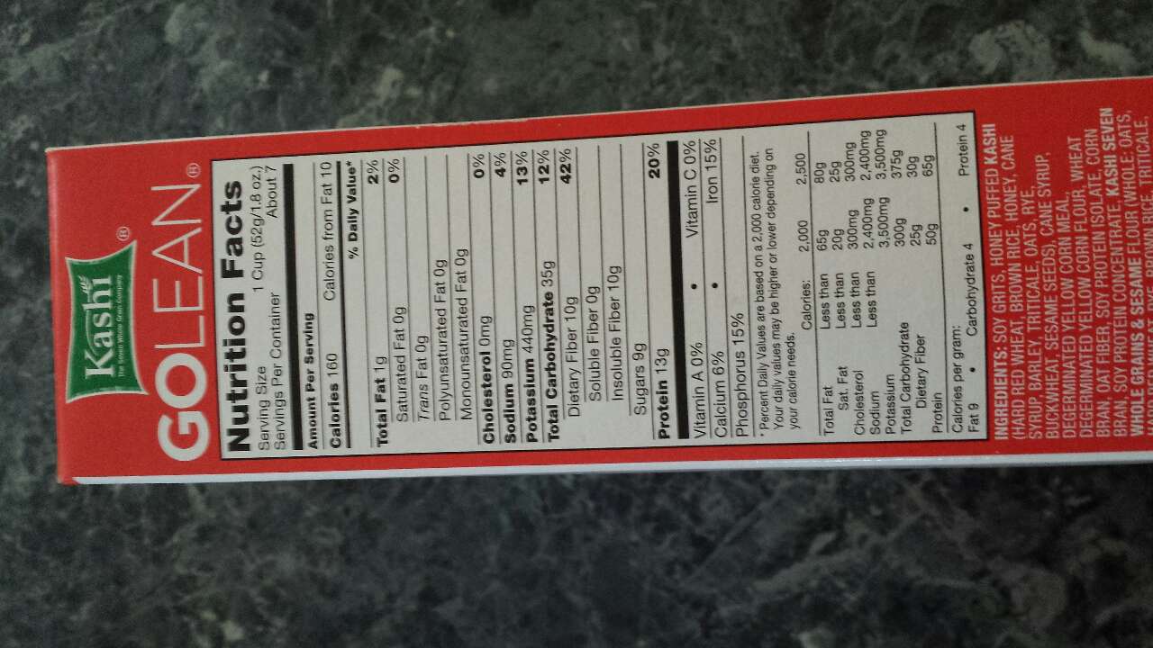 Kashi Go Lean Crunch Nutrition Label Ythoreccio