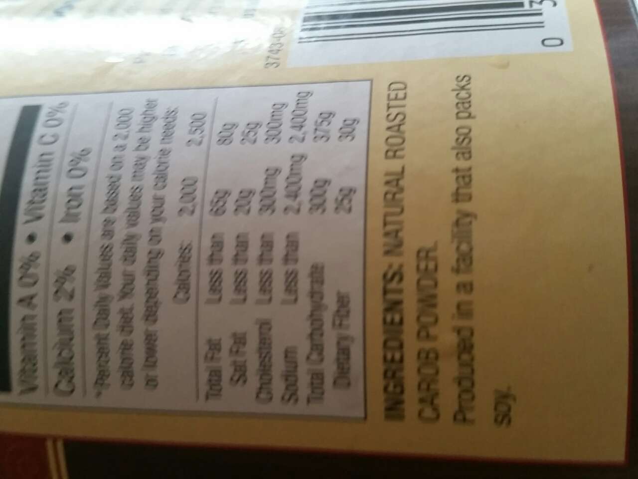 Chatfield's Carob Powder Calories, Nutrition Analysis & More Fooducate