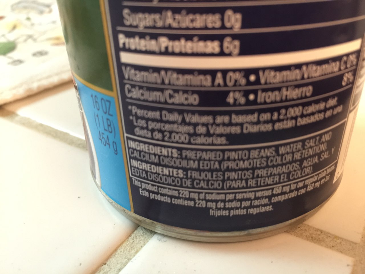 Bush's Best Pinto Beans, Reduced Sodium Calories, Nutrition Analysis