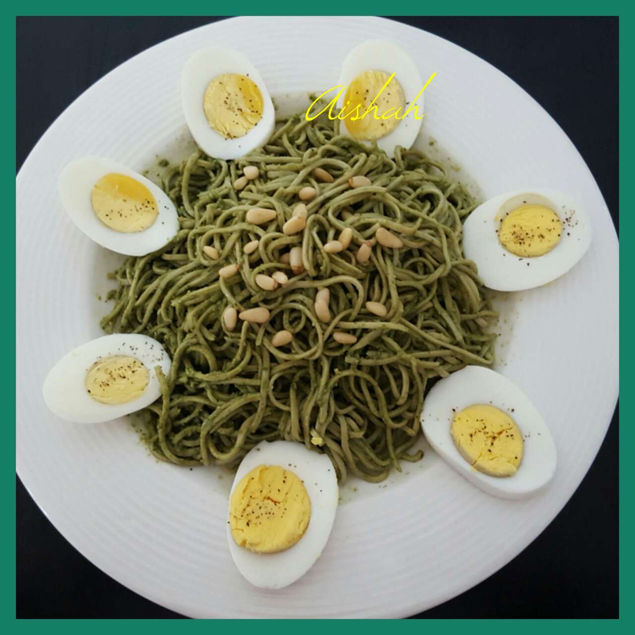 Today lunch Edamame spaghetti with pesto sauce. Fooducate Diet
