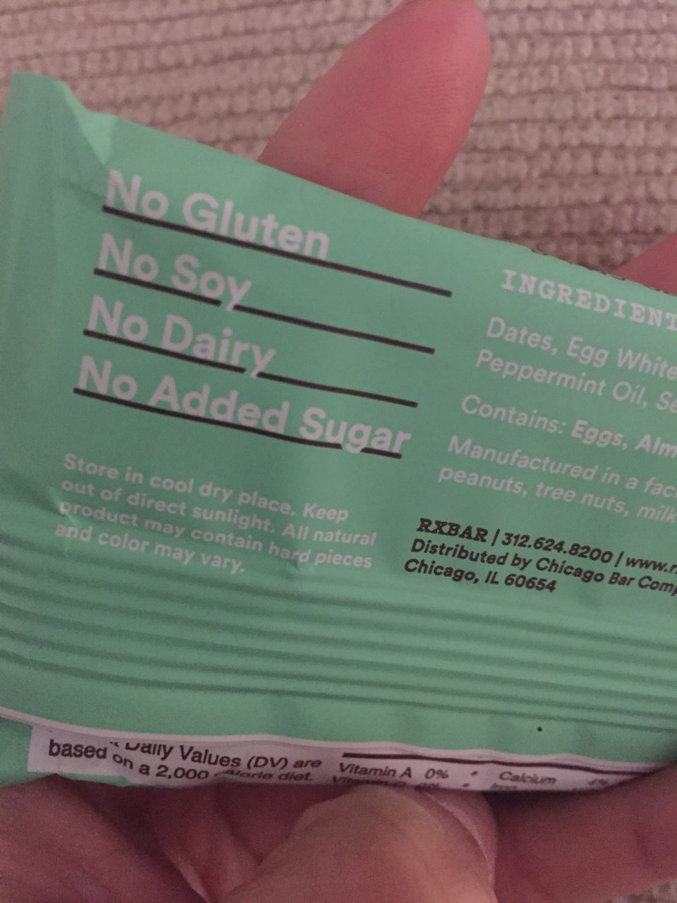 RxBar Protein Bar, Mint Chocolate Calories, Nutrition Analysis & More