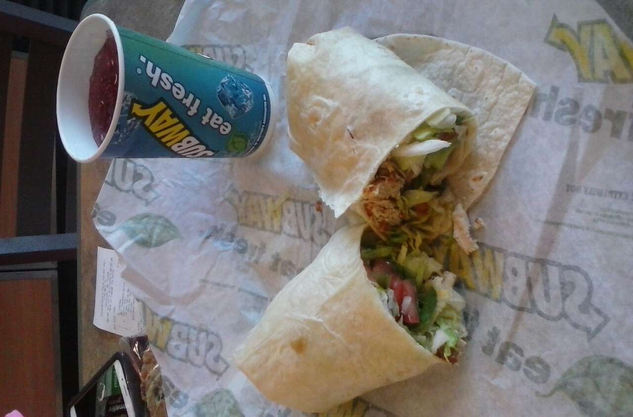 subway rotisserie. chicken on a wrap all the veggies.💝💝💝😍yummmm
