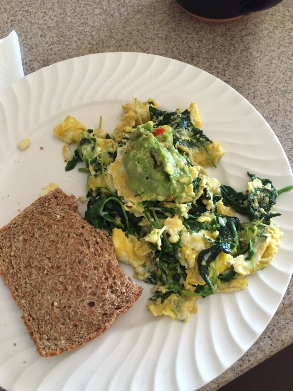 Finished breakfast. That's Ezekiel bread, the only bread I eat. Fooducate Diet Motivation