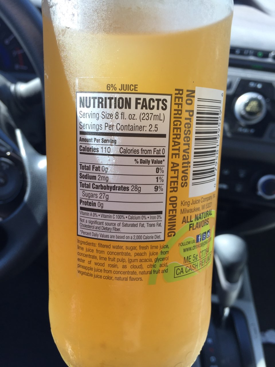 Calypso Pineapple Peach Limeade Calories, Nutrition Analysis & More