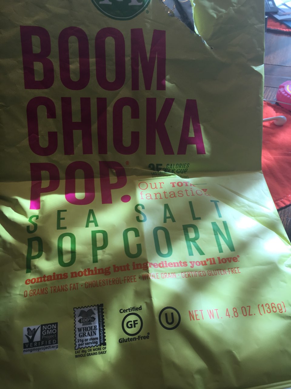 Angie's Boom Chicka Pop, Sea Salt Popcorn Calories, Nutrition Analysis