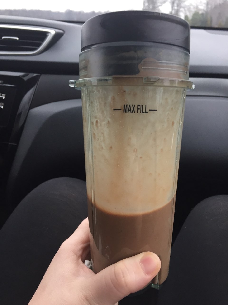 Breakfast smoothie 1 banana Unsweetened cocoa powder Vanilla extract