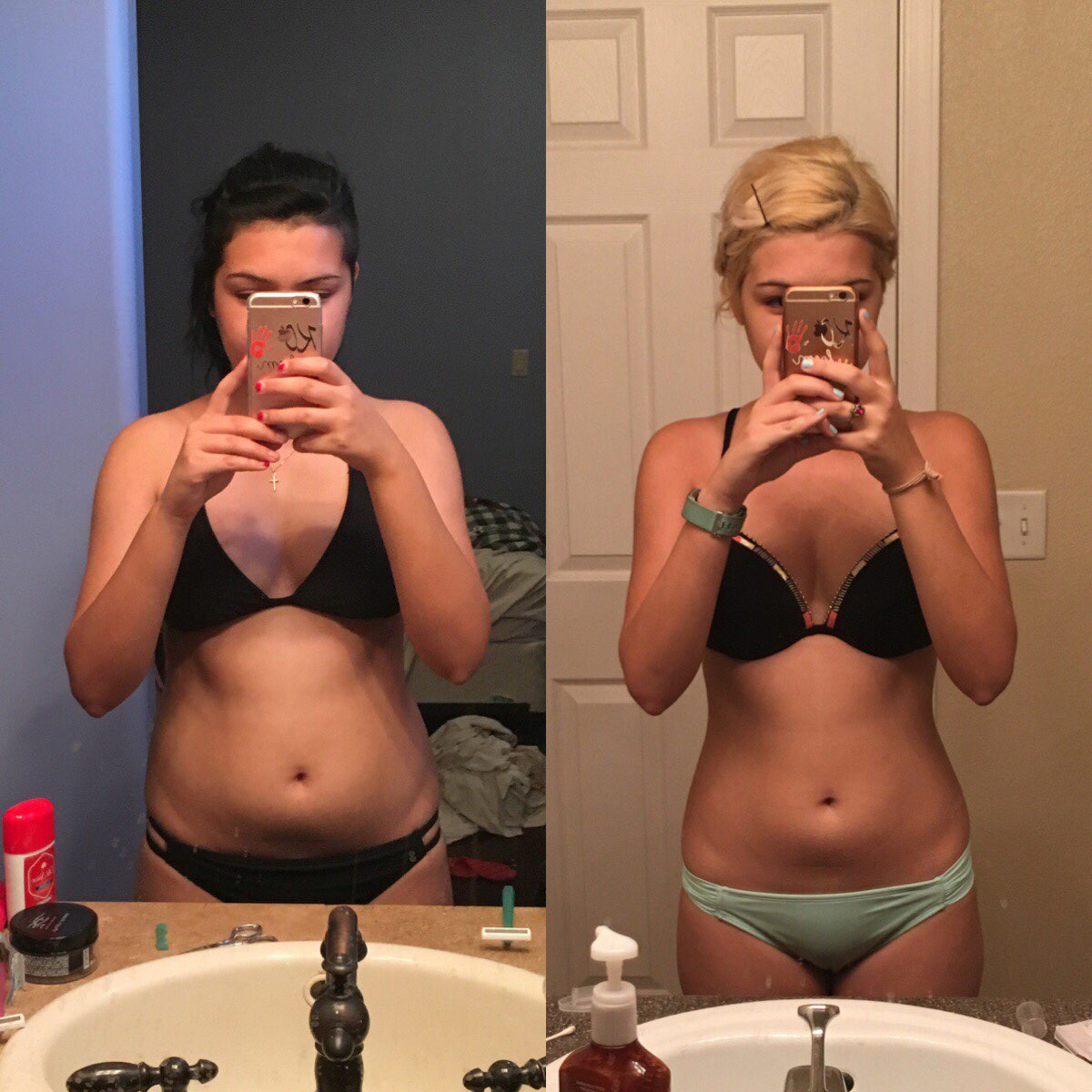 woman before and after losing weight