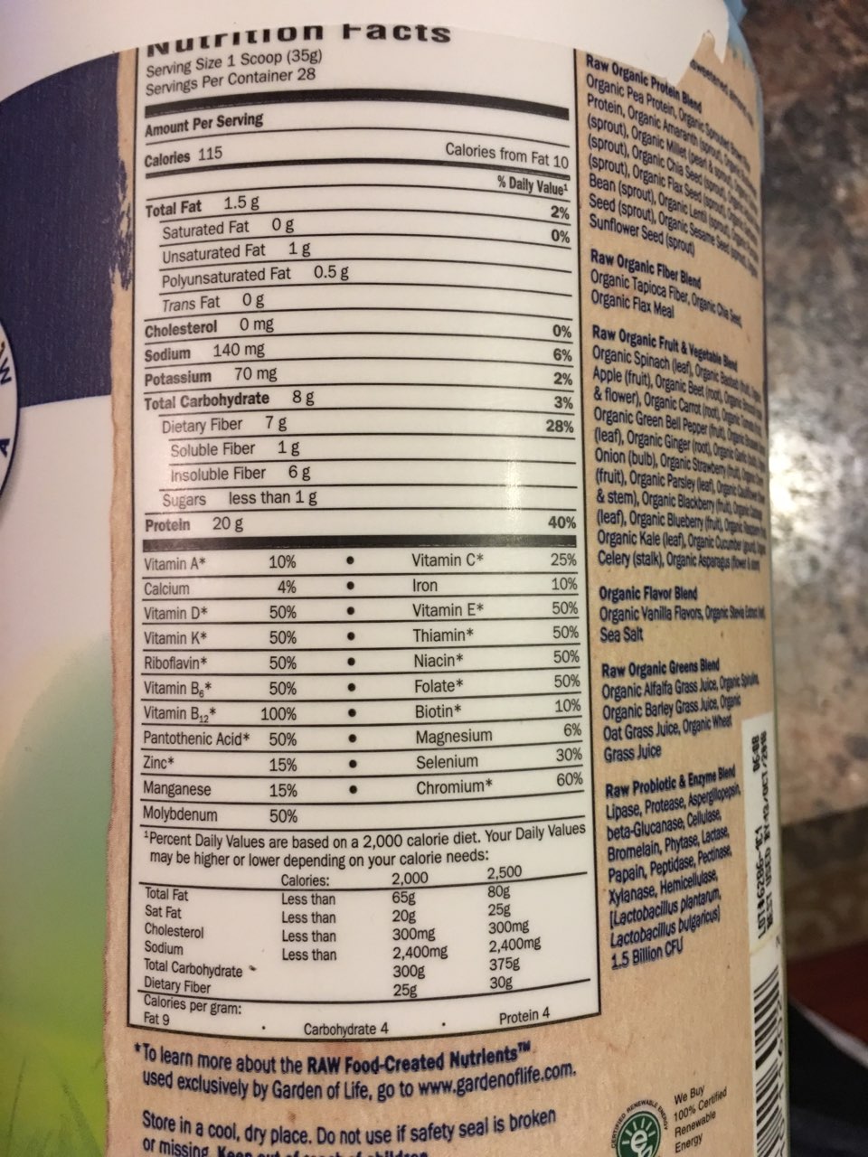 Garden Of Life Meal Replacement Shake, Vanilla, Organic Calories