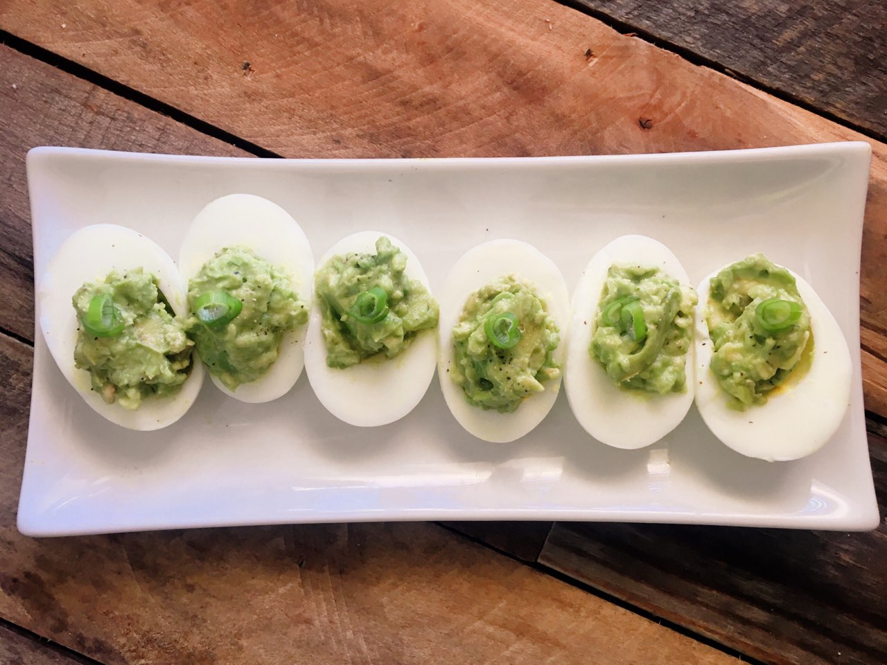 These are so yummy. Deviled eggs minus the yolk. Instead, with avocado