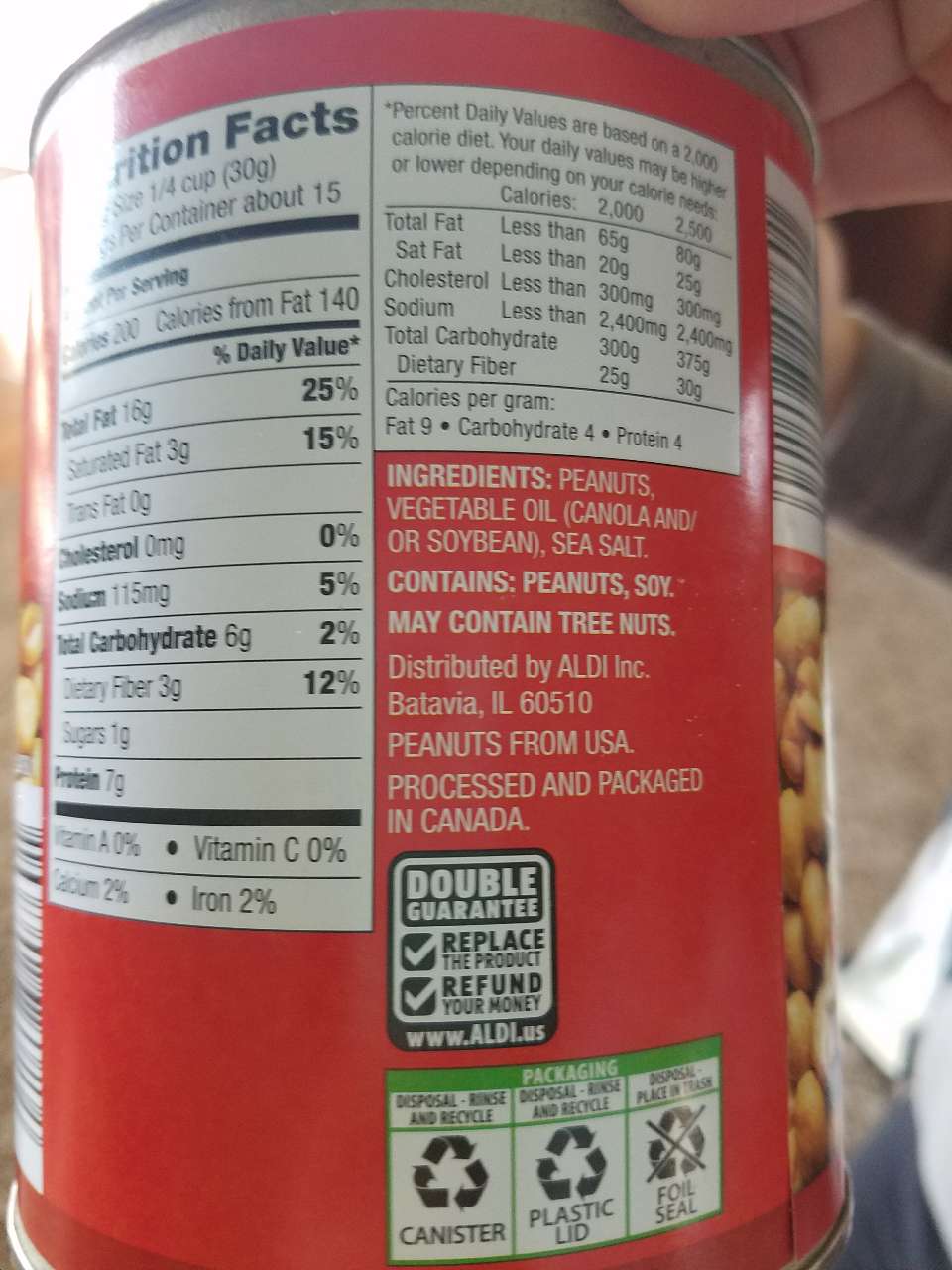 Southern Grove Cocktail Peanuts With Sea Salt Calories, Nutrition