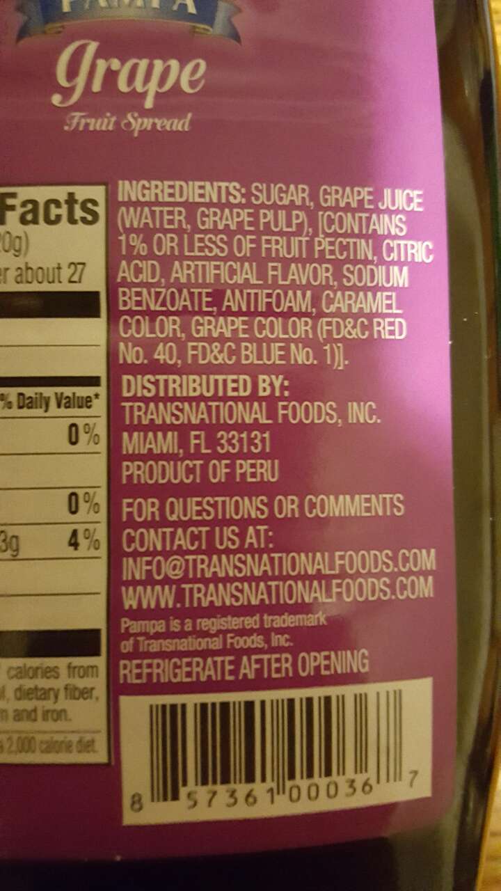 Pampa Grape Jelly Calories, Nutrition Analysis & More Fooducate