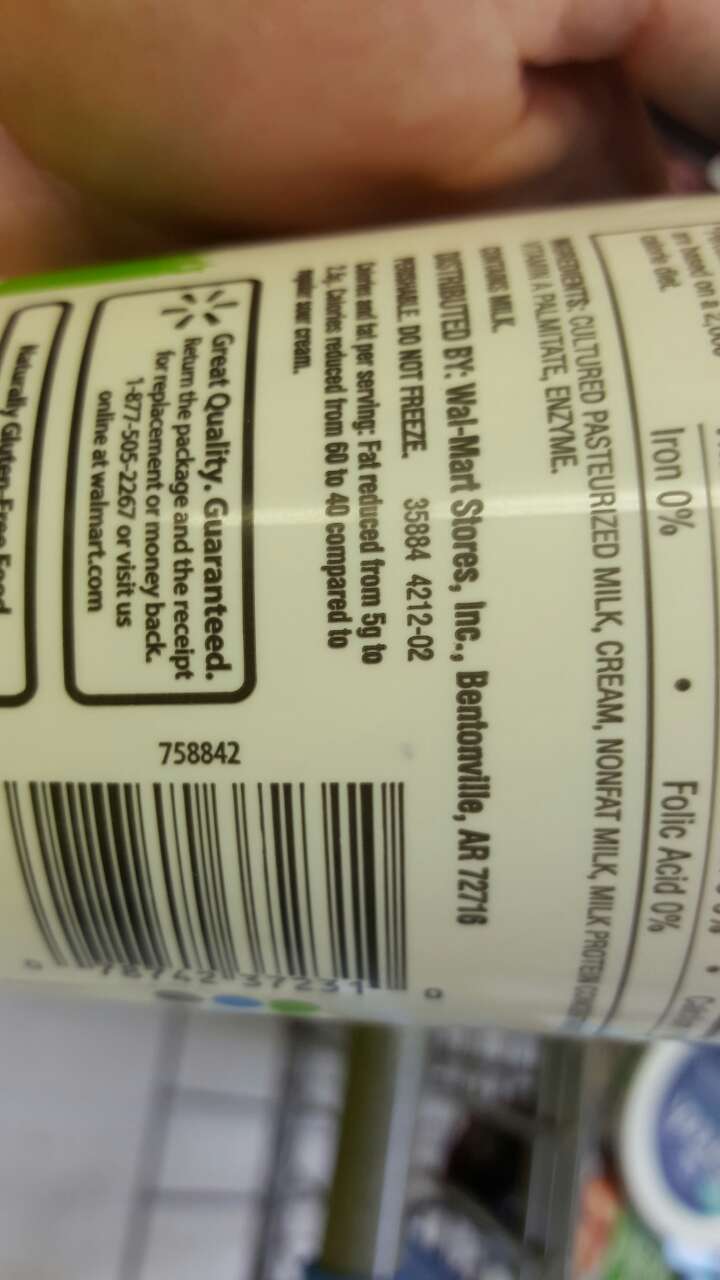 Great Value Light Sour Cream Calories, Nutrition Analysis & More